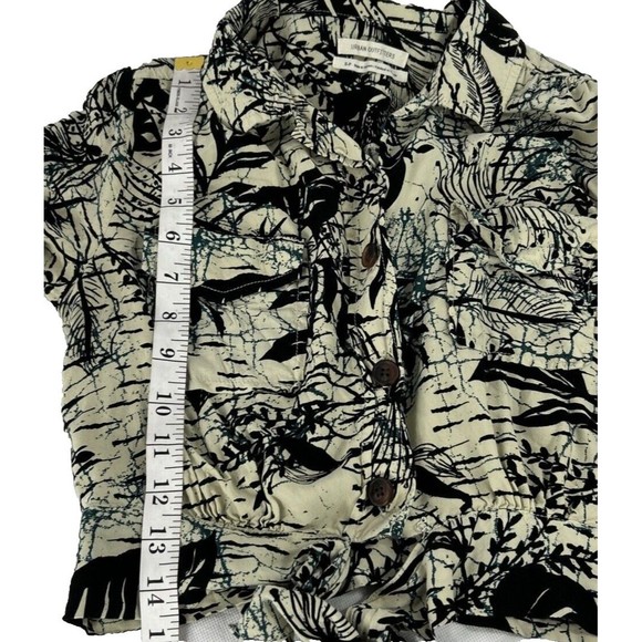 Urban Outfitters Small Button Down Crop Top Nylon Beige Black Halter - Picture 9 of 11